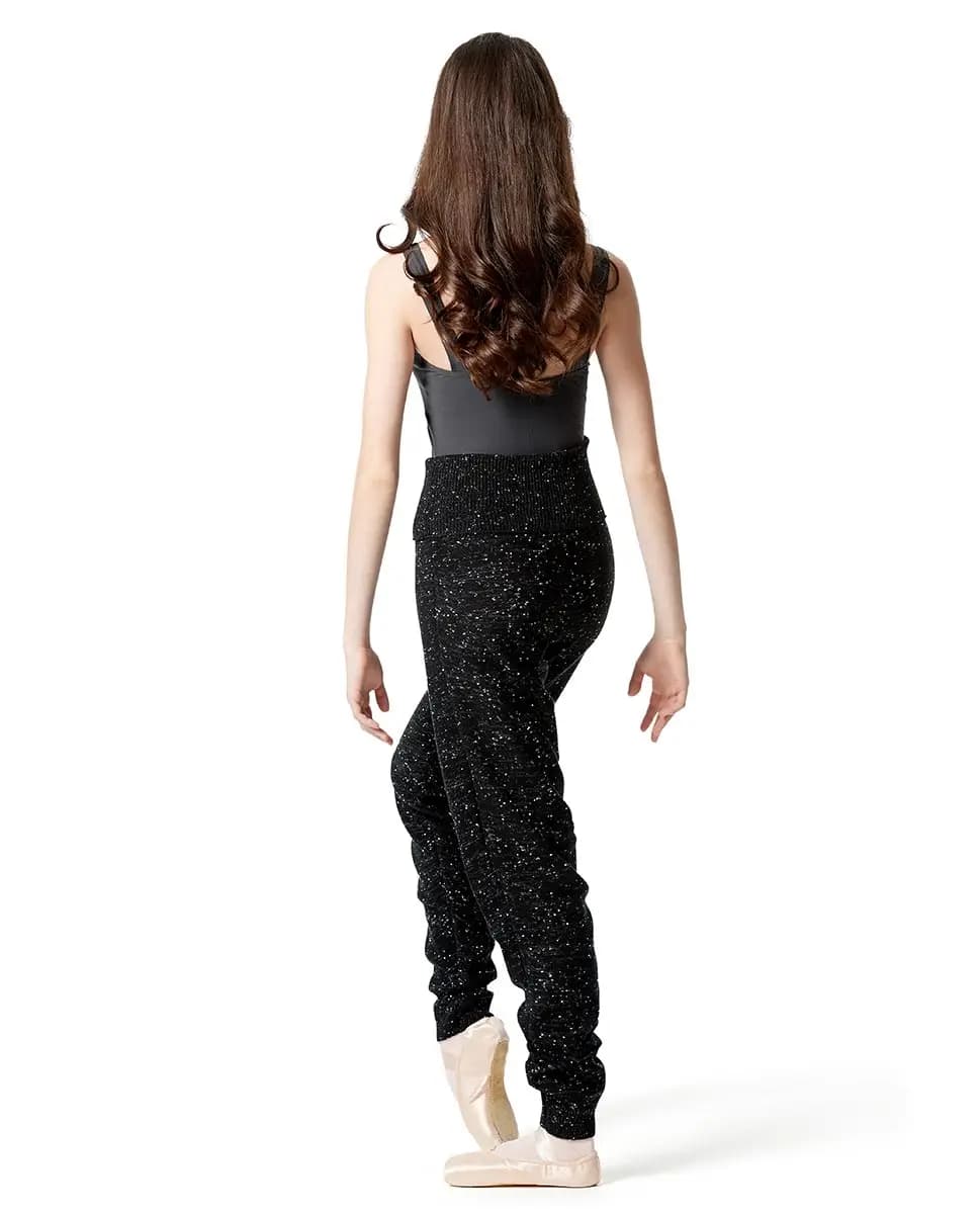 Knitted High Waist Raw Melange Warm Up Pants