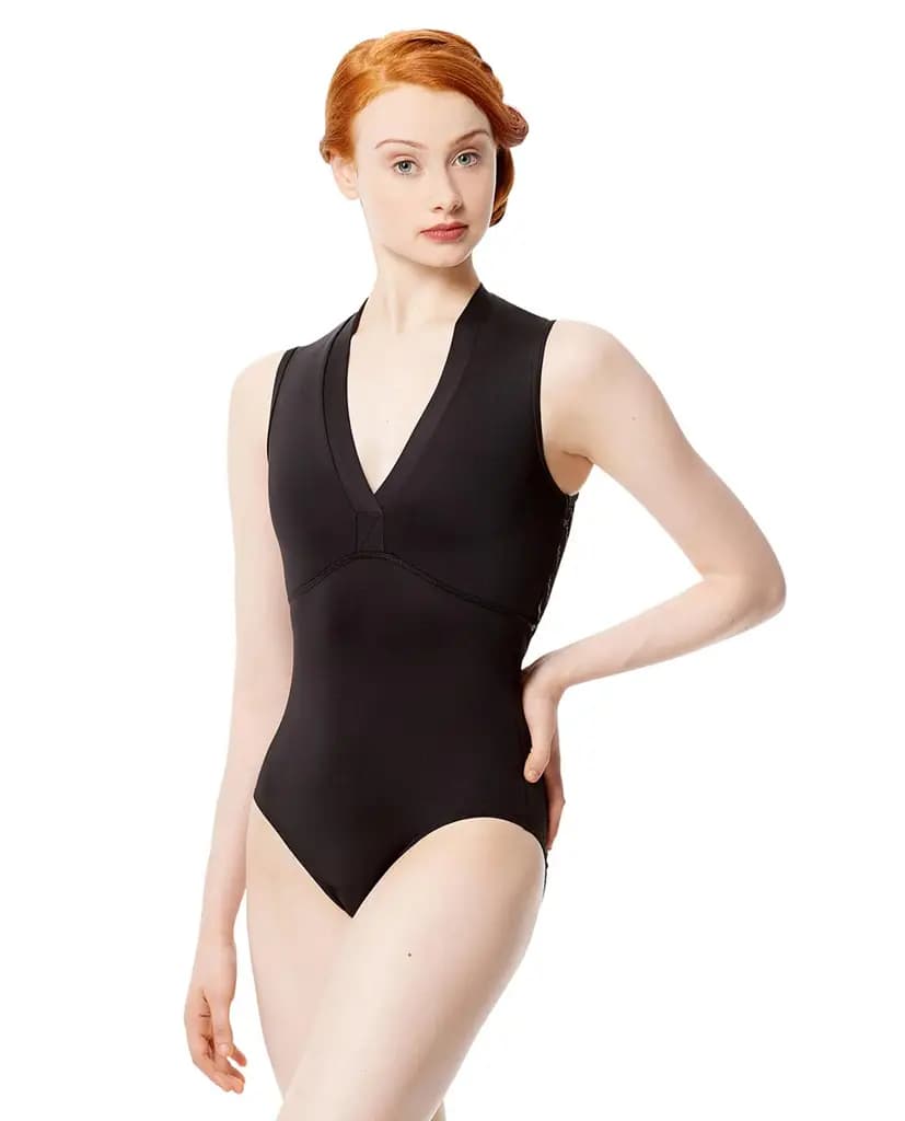 Women Geo Mesh Mock Neck Leotard Fernanda