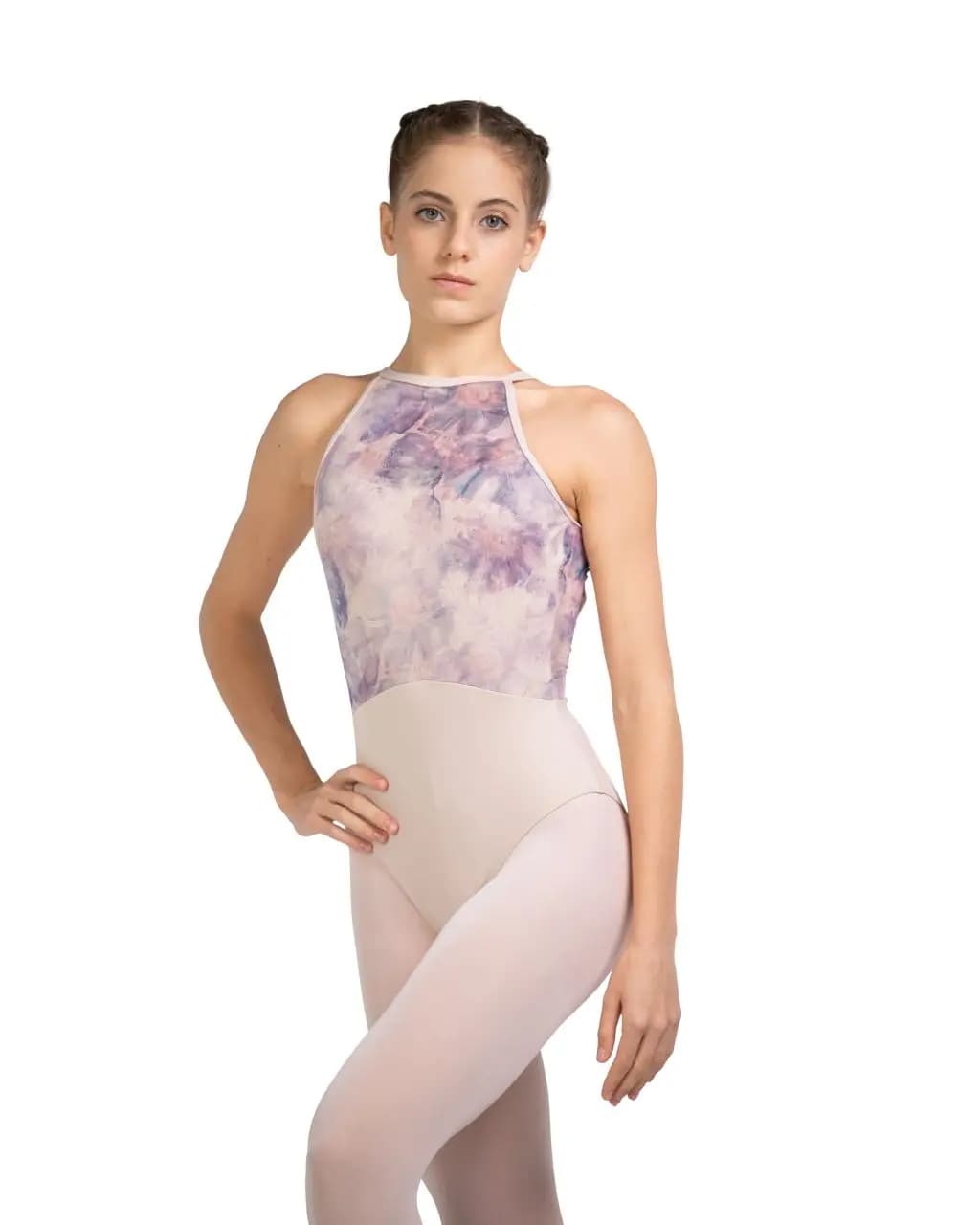 High Neck Halter Haze Charm Leotard Scarlett