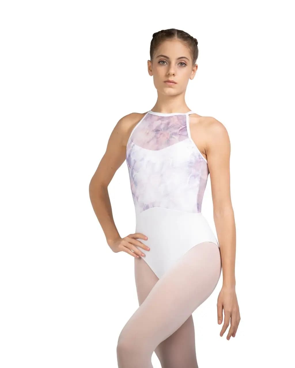 High Neck Halter Haze Charm Leotard Scarlett