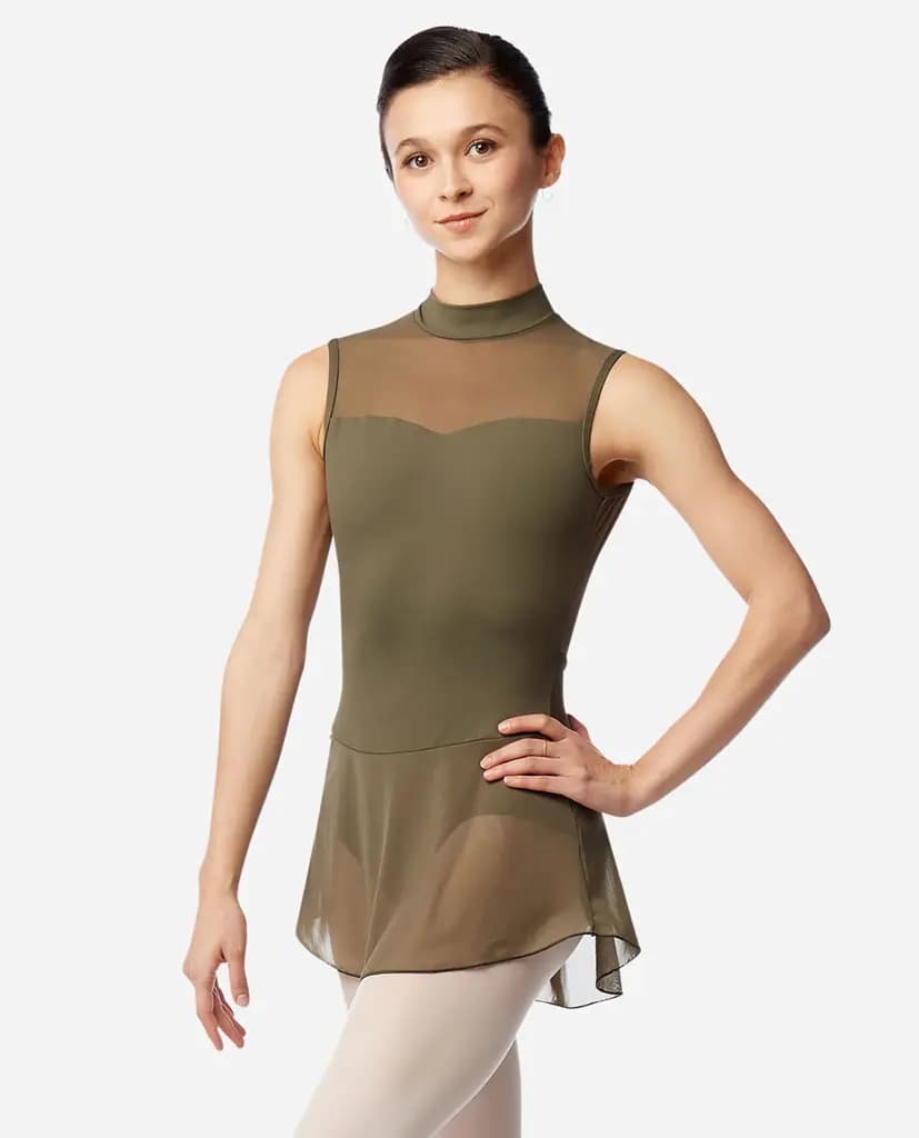 Womens Skirted Mock Neck Leotard Isabelle