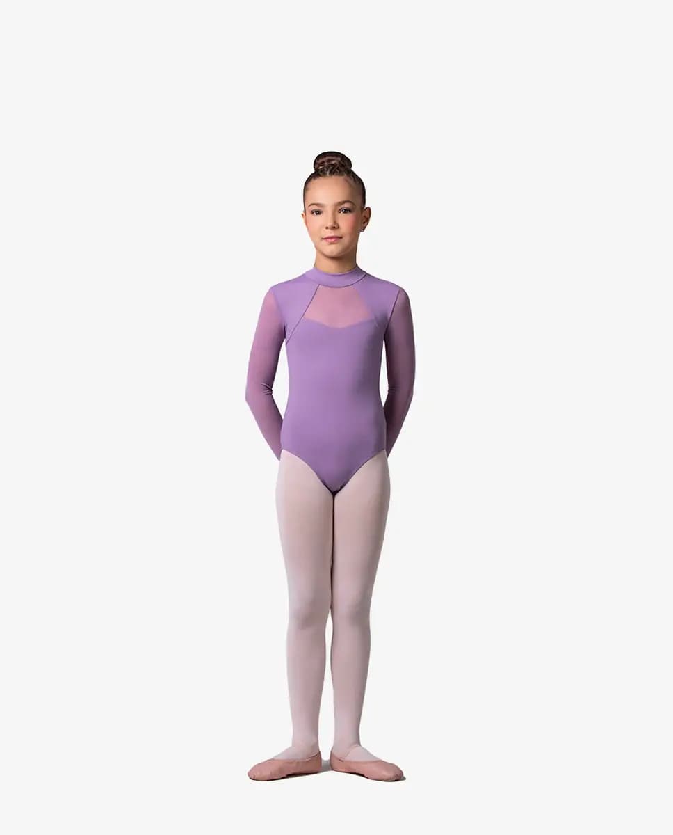 Girls Mock Neck Long Sleeve Leotard Emery