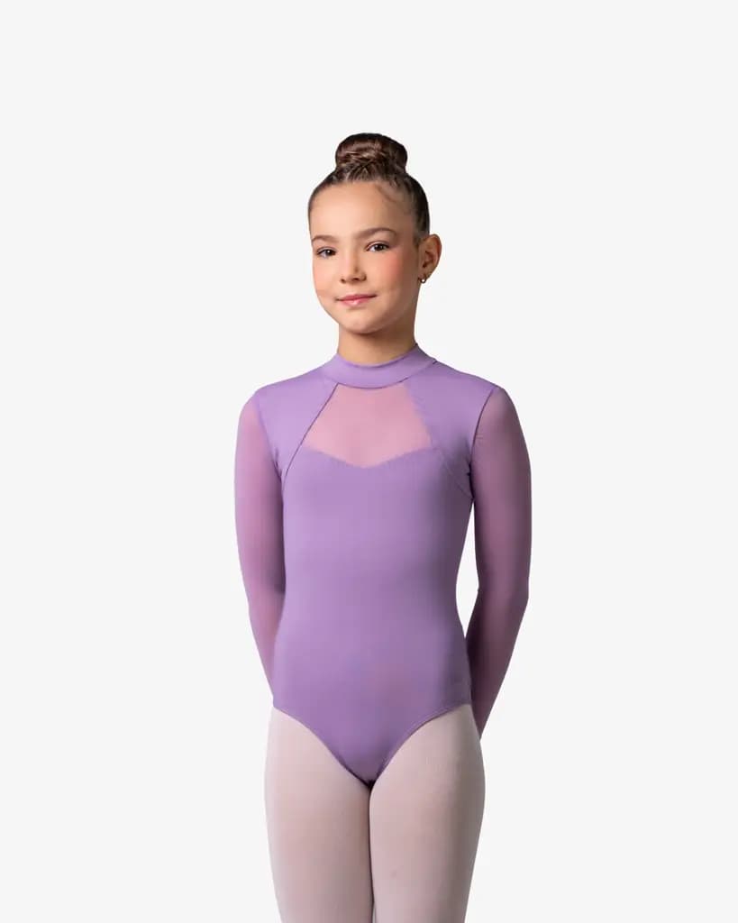 Girls Mock Neck Long Sleeve Leotard Emery