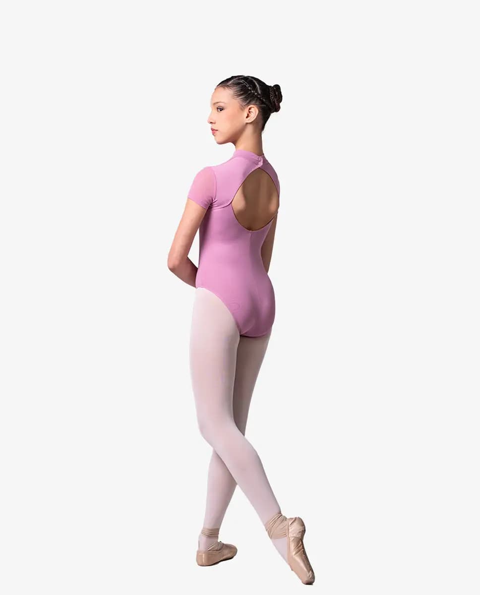 Girls Mock Neck Short Sleeve Dance Leotard Ellie
