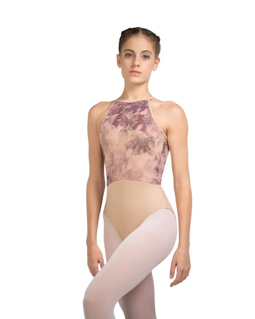 High Neck Halter Haze Charm Leotard Scarlett
